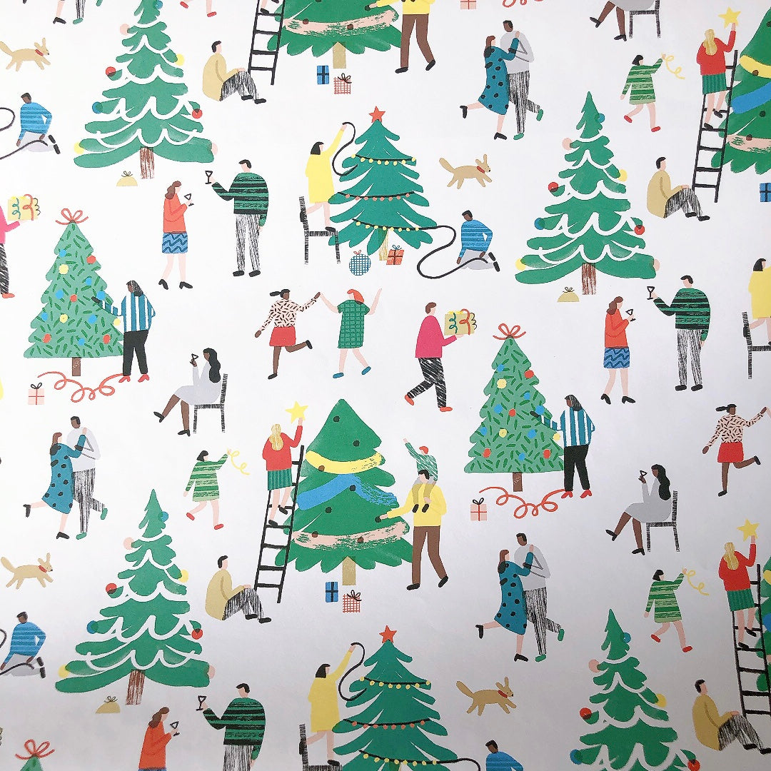 クリスマスラッピング クリスマスツリーの準備柄